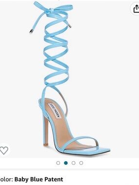 Steve Madden Baby Blue Patent Lace-Up Stiletto Sandals